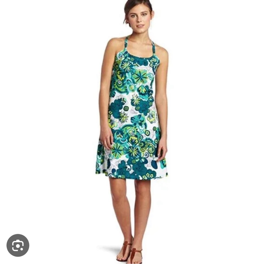 PrAna X-Small Quinn Racerback Dress Green Sleeveless Stretch Shelf Bra Womens